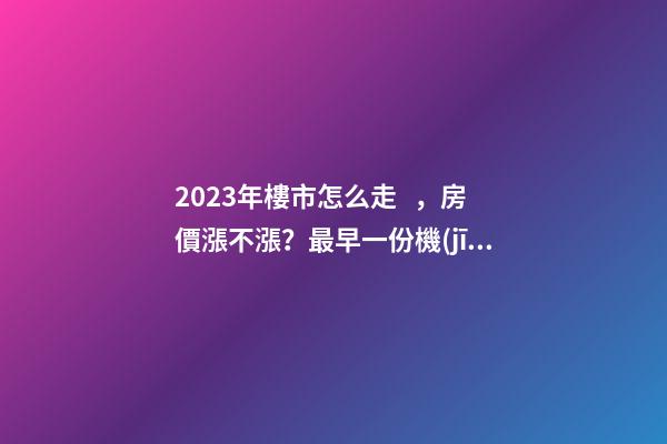 2023年樓市怎么走，房價漲不漲？最早一份機(jī)構(gòu)預(yù)測出爐